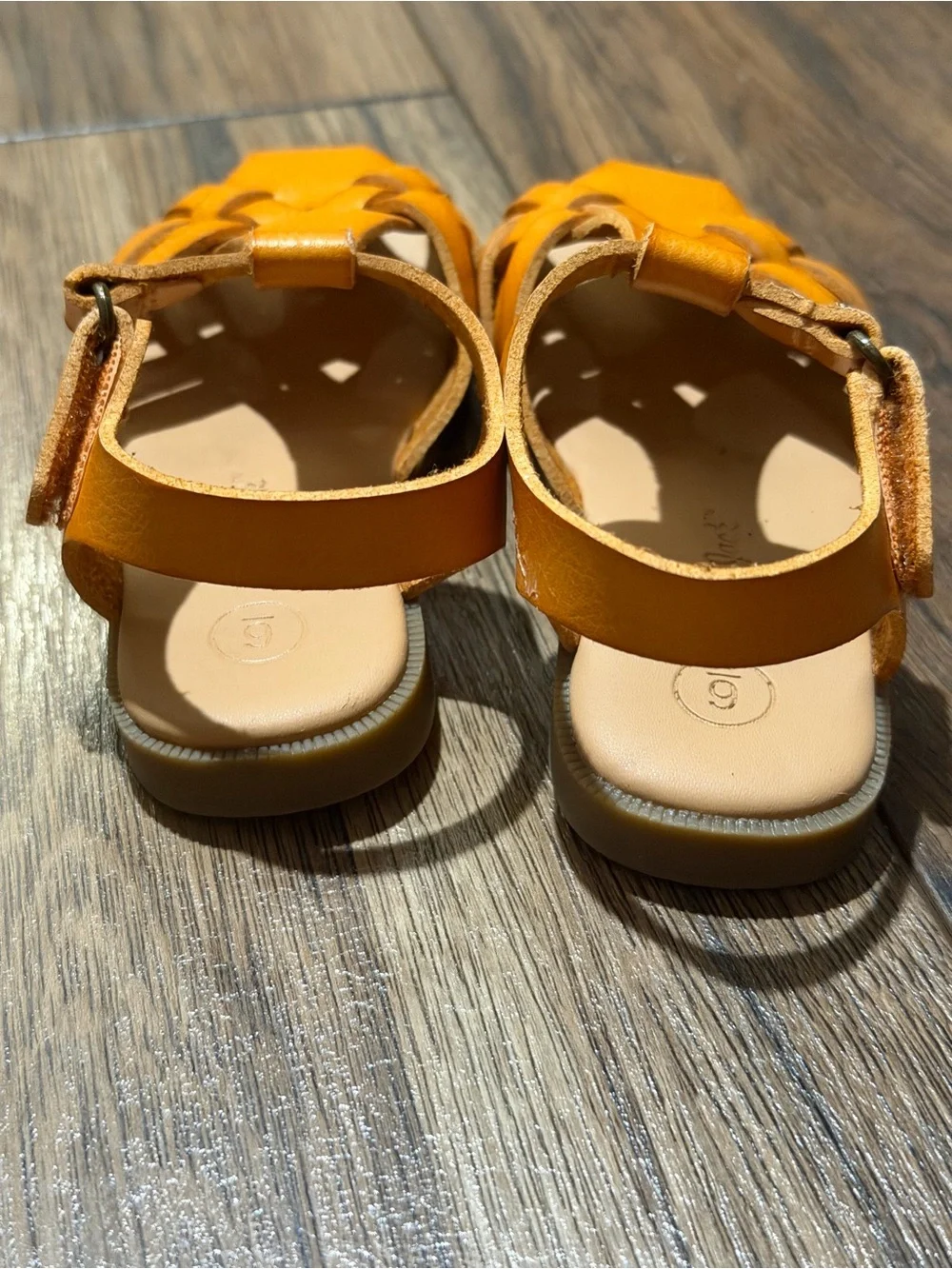 Cat & Jack Toddler Girl’s Leather Fisherman Sandals, Tan/Burnt Orange, Size 6
